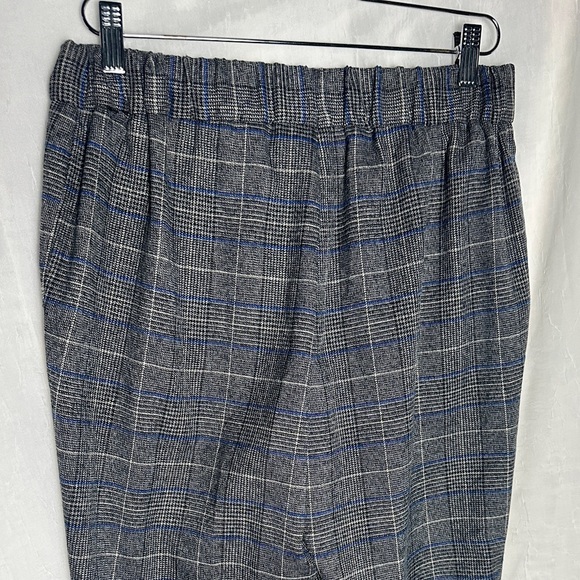 Kasper Relaxed Fit Tailored Pants Small Blue & Gray Plaid Pull On Elastic Waist - Picture 8 of 17